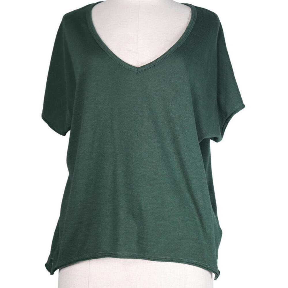 Banana Republic Women’s Small Hunter Green Slub Cotton V Neck Relaxed T Shirt